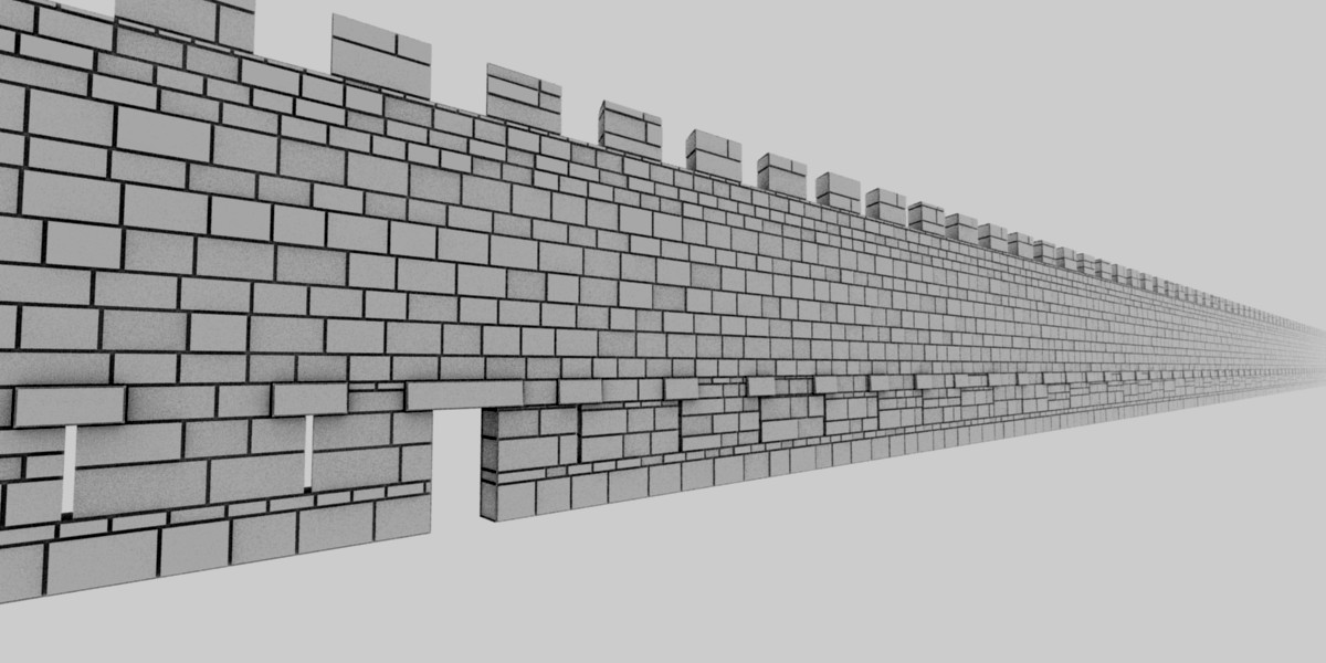 Long Masonry Wall