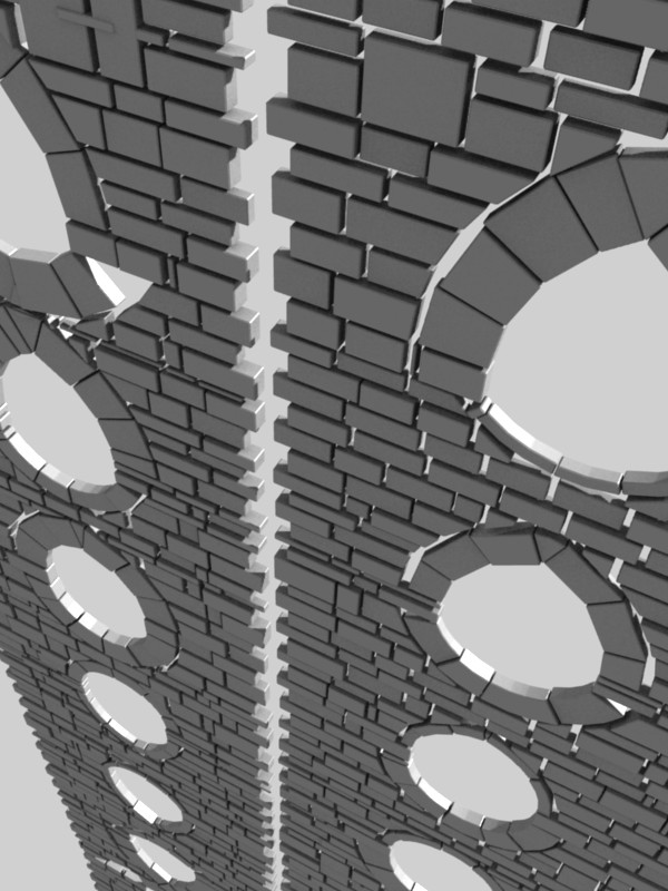 gothic arches in stone wall, test