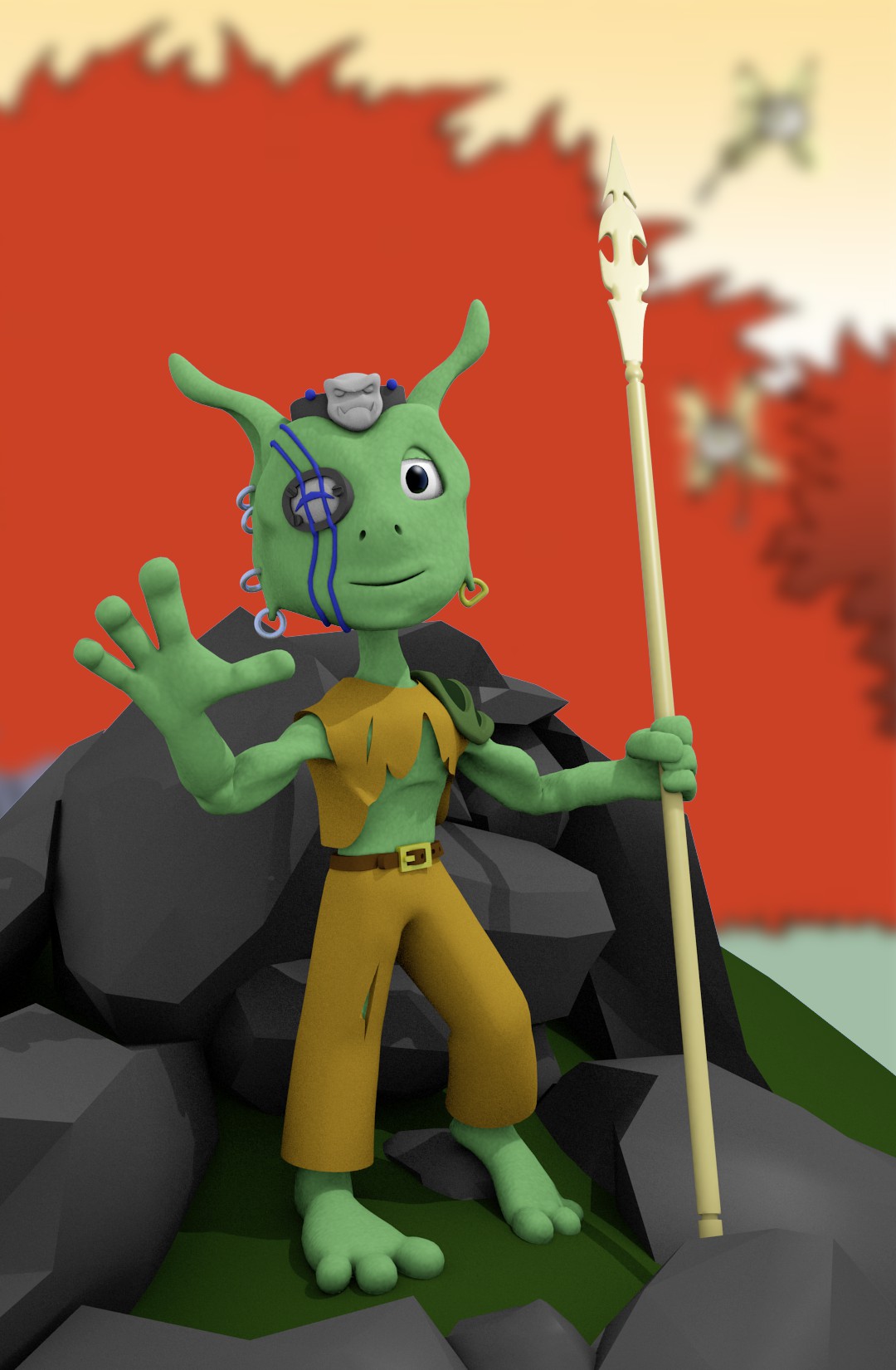 Colored 3D model of Chief Goblin