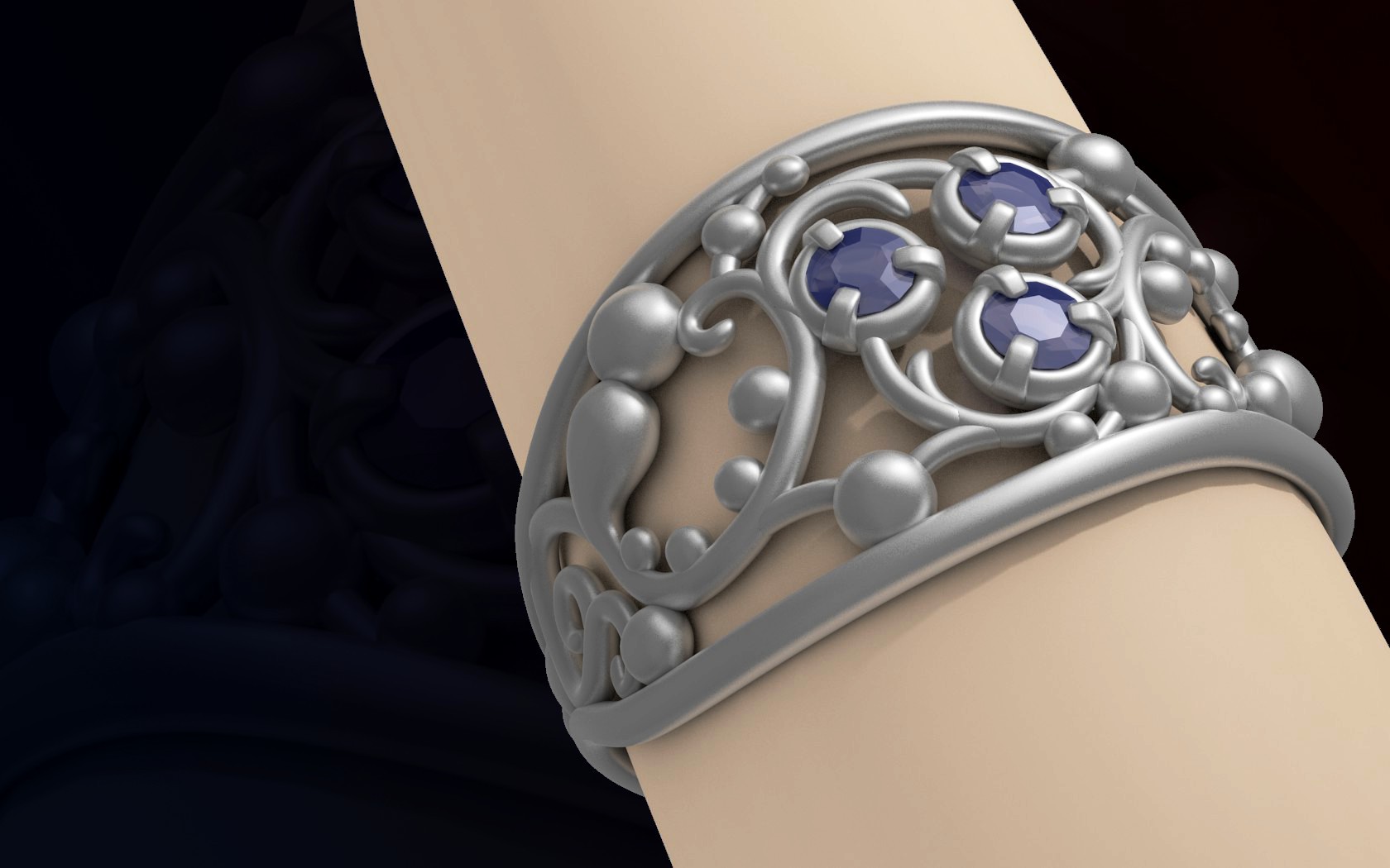 Tristone ring 3D render