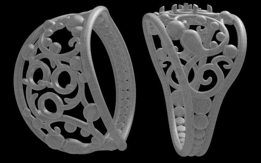 Tristone ring 3D model